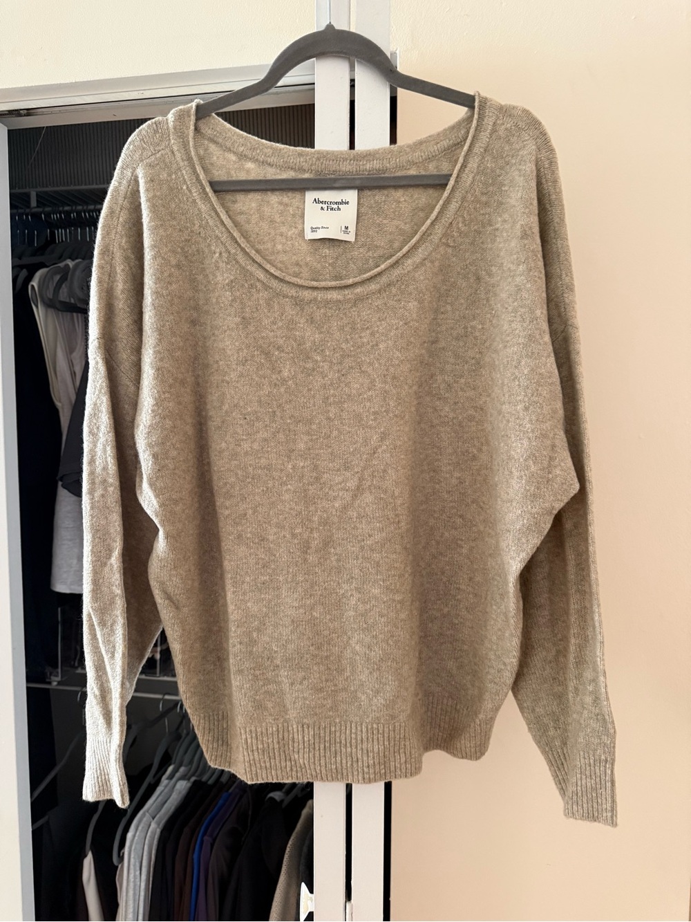 Abercrombie & Fitch Women's Scoop Neck Sweater - Taupe Brown